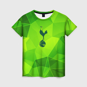 Женская футболка 3D с принтом Tottenham green poly в Петрозаводске, 100% полиэфир ( синтетическое хлопкоподобное полотно) | прямой крой, круглый вырез горловины, длина до линии бедер | Тематика изображения на принте: 