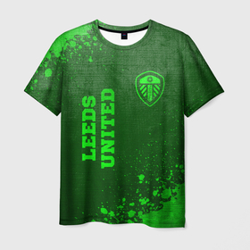 Мужская футболка 3D с принтом Leeds United   green gradient вертикально в городе Новоалтайск, 100% полиэфир | прямой крой, круглый вырез горловины, длина до линии бедер | 