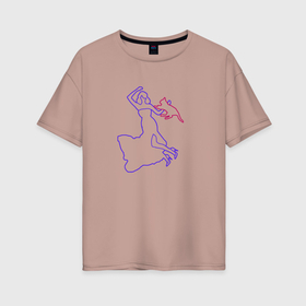 Женская футболка хлопок Oversize с принтом Кошечка и хозяйка в Ухте, 100% хлопок | свободный крой, круглый ворот, спущенный рукав, длина до линии бедер
 | 