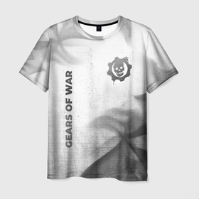 Мужская футболка 3D с принтом Gears of War   white gradient вертикально в городе Новоалтайск, 100% полиэфир | прямой крой, круглый вырез горловины, длина до линии бедер | 