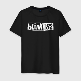 Мужская футболка хлопок с принтом Blink 182 трафарет белый в городе Новоалтайск, 100% хлопок | прямой крой, круглый вырез горловины, длина до линии бедер, слегка спущенное плечо. | 