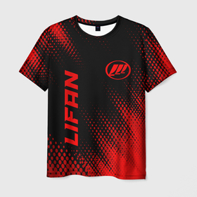 Мужская футболка 3D с принтом Lifan   red gradient вертикально в Петрозаводске, 100% полиэфир | прямой крой, круглый вырез горловины, длина до линии бедер | 