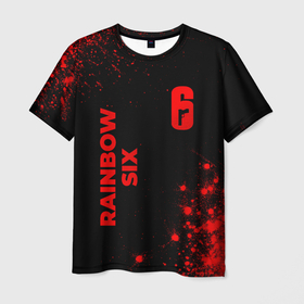 Мужская футболка 3D с принтом Rainbow Six   red gradient вертикально в городе Новоалтайск, 100% полиэфир | прямой крой, круглый вырез горловины, длина до линии бедер | 