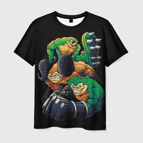 Мужская футболка 3D с принтом Battletoads trio в Петрозаводске, 100% полиэфир | прямой крой, круглый вырез горловины, длина до линии бедер | Тематика изображения на принте: 