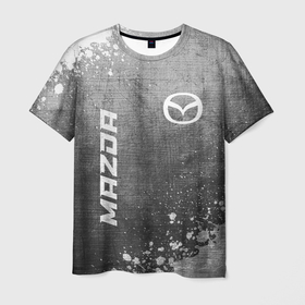 Мужская футболка 3D с принтом Mazda   grey gradient вертикально в городе Новоалтайск, 100% полиэфир | прямой крой, круглый вырез горловины, длина до линии бедер | 