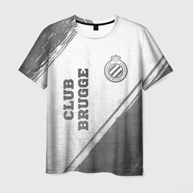 Мужская футболка 3D с принтом Club Brugge   white gradient вертикально в городе Новоалтайск, 100% полиэфир | прямой крой, круглый вырез горловины, длина до линии бедер | 