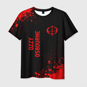 Мужская футболка 3D с принтом Ozzy Osbourne   red gradient вертикально в городе Новоалтайск, 100% полиэфир | прямой крой, круглый вырез горловины, длина до линии бедер | 