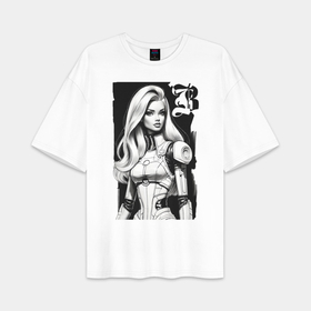 Мужская футболка Oversize хлопок premium с принтом Barbie   sketch ai art fantasy в Ухте,  |  | Тематика изображения на принте: 