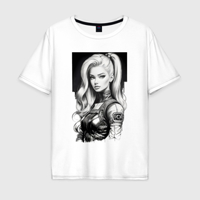 Мужская футболка хлопок Oversize с принтом Barbie   sketch ai art cyberpunk в Ухте, 100% хлопок | свободный крой, круглый ворот, “спинка” длиннее передней части | Тематика изображения на принте: 