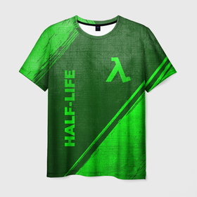 Мужская футболка 3D с принтом Half Life   green gradient вертикально в городе Новоалтайск, 100% полиэфир | прямой крой, круглый вырез горловины, длина до линии бедер | Тематика изображения на принте: 