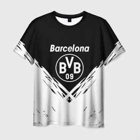 Мужская футболка 3D с принтом Barcelona x borussia краски в Ухте, 100% полиэфир | прямой крой, круглый вырез горловины, длина до линии бедер | 