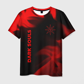 Мужская футболка 3D с принтом Dark Souls   red gradient вертикально в городе Новоалтайск, 100% полиэфир | прямой крой, круглый вырез горловины, длина до линии бедер | 