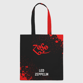 Шоппер 3D с принтом Led Zeppelin   red gradient по центру в Ухте, 100% полиэстер | Плотность: 200 г/м2; Размер: 34×35 см; Высота лямок: 30 см | 