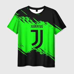 Мужская футболка 3D с принтом Juventus черные краски в Ухте, 100% полиэфир | прямой крой, круглый вырез горловины, длина до линии бедер | 