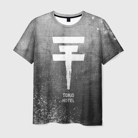 Мужская футболка 3D с принтом Tokio Hotel   grey gradient в Петрозаводске, 100% полиэфир | прямой крой, круглый вырез горловины, длина до линии бедер | Тематика изображения на принте: 