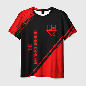 Мужская футболка 3D с принтом The Neighbourhood   red gradient вертикально в городе Новоалтайск, 100% полиэфир | прямой крой, круглый вырез горловины, длина до линии бедер | 