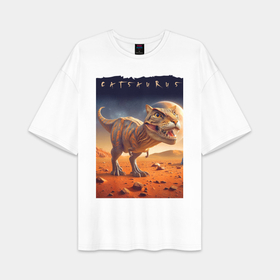 Женская футболка Oversize хлопок premium с принтом Catsaurus   meme в городе Новоалтайск,  |  | 