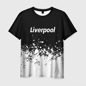 Мужская футболка 3D с принтом Liverpool краски белые в Ухте, 100% полиэфир | прямой крой, круглый вырез горловины, длина до линии бедер | 