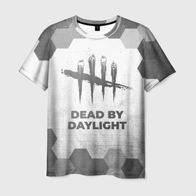 Мужская футболка 3D с принтом Dead by Daylight   white gradient в городе Новоалтайск, 100% полиэфир | прямой крой, круглый вырез горловины, длина до линии бедер | 