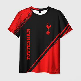 Мужская футболка 3D с принтом Tottenham   red gradient вертикально в Петрозаводске, 100% полиэфир | прямой крой, круглый вырез горловины, длина до линии бедер | Тематика изображения на принте: 