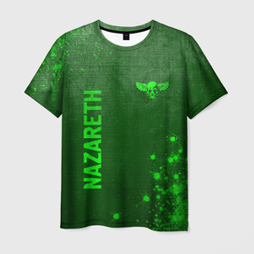 Мужская футболка 3D с принтом Nazareth   green gradient вертикально в городе Новоалтайск, 100% полиэфир | прямой крой, круглый вырез горловины, длина до линии бедер | 