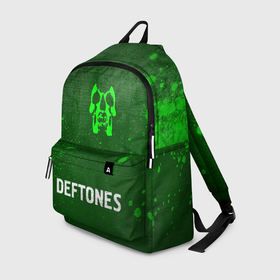 Рюкзак 3D с принтом Deftones   green gradient по центру в городе Новоалтайск, 100% полиэстер | лямки с регулируемой длиной, сверху петелька, чтобы рюкзак можно было повесить на вешалку. Основное отделение закрывается на молнию, как и внешний карман. Внутри два дополнительных кармана, один из которых закрывается на молнию. По бокам два дополнительных кармашка | 