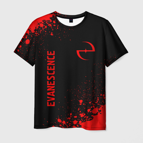 Мужская футболка 3D с принтом Evanescence   red gradient вертикально в городе Новоалтайск, 100% полиэфир | прямой крой, круглый вырез горловины, длина до линии бедер | 