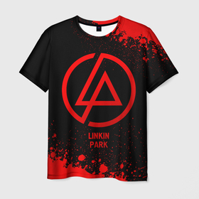 Мужская футболка 3D с принтом Linkin Park   red gradient в Архангельске, 100% полиэфир | прямой крой, круглый вырез горловины, длина до линии бедер | Тематика изображения на принте: 