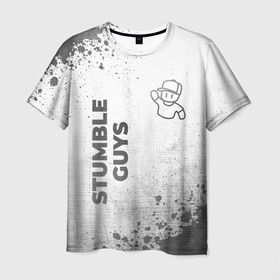 Мужская футболка 3D с принтом Stumble Guys   white gradient вертикально в городе Новоалтайск, 100% полиэфир | прямой крой, круглый вырез горловины, длина до линии бедер | 