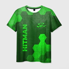 Мужская футболка 3D с принтом Hitman   green gradient вертикально в городе Новоалтайск, 100% полиэфир | прямой крой, круглый вырез горловины, длина до линии бедер | 
