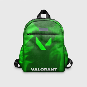 Детский рюкзак 3D с принтом Valorant   green gradient по центру в городе Новоалтайск, 100% полиэстер | лямки с регулируемой длиной, сверху петелька, чтобы рюкзак можно было повесить на вешалку. Основное отделение закрывается на молнию, как и внешний карман. Внутри дополнительный карман. По бокам два дополнительных кармашка | Тематика изображения на принте: 