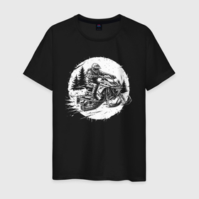 Мужская футболка хлопок с принтом Снежный гонщик в городе Новоалтайск, 100% хлопок | прямой крой, круглый вырез горловины, длина до линии бедер, слегка спущенное плечо. | Тематика изображения на принте: 