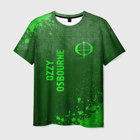 Мужская футболка 3D с принтом Ozzy Osbourne   green gradient вертикально в городе Новоалтайск, 100% полиэфир | прямой крой, круглый вырез горловины, длина до линии бедер | 