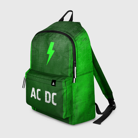 Рюкзак 3D с принтом AC DC   green gradient по центру , 100% полиэстер | лямки с регулируемой длиной, сверху петелька, чтобы рюкзак можно было повесить на вешалку. Основное отделение закрывается на молнию, как и внешний карман. Внутри два дополнительных кармана, один из которых закрывается на молнию. По бокам два дополнительных кармашка | Тематика изображения на принте: 