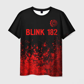 Мужская футболка 3D с принтом Blink 182   red gradient посередине в Ухте, 100% полиэфир | прямой крой, круглый вырез горловины, длина до линии бедер | 