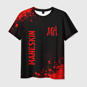 Мужская футболка 3D с принтом Maneskin   red gradient вертикально в городе Новоалтайск, 100% полиэфир | прямой крой, круглый вырез горловины, длина до линии бедер | 
