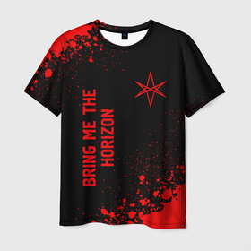 Мужская футболка 3D с принтом Bring Me the Horizon   red gradient вертикально в городе Новоалтайск, 100% полиэфир | прямой крой, круглый вырез горловины, длина до линии бедер | 
