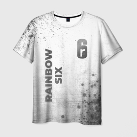 Мужская футболка 3D с принтом Rainbow Six   white gradient вертикально в городе Новоалтайск, 100% полиэфир | прямой крой, круглый вырез горловины, длина до линии бедер | 