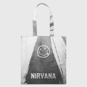 Шоппер 3D с принтом Nirvana   grey gradient по центру в городе Новоалтайск, 100% полиэстер | Плотность: 200 г/м2; Размер: 34×35 см; Высота лямок: 30 см | 