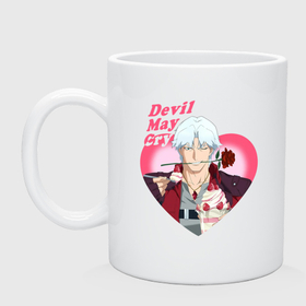 Кружка керамическая с принтом Devil May Cry   Dmc Dante for Valentines Day in the Heart в Архангельске, керамика | объем — 330 мл, диаметр — 80 мм. Принт наносится на бока кружки, можно сделать два разных изображения | 