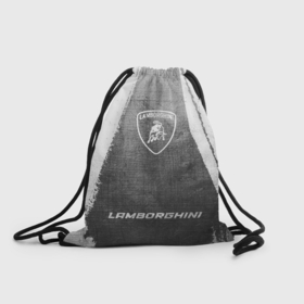 Рюкзак-мешок 3D с принтом Lamborghini   grey gradient по центру в Архангельске, 100% полиэстер | плотность ткани — 200 г/м2, размер — 35 х 45 см; лямки — толстые шнурки, застежка на шнуровке, без карманов и подкладки | Тематика изображения на принте: 
