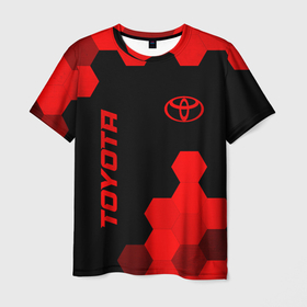 Мужская футболка 3D с принтом Toyota   red gradient вертикально в городе Новоалтайск, 100% полиэфир | прямой крой, круглый вырез горловины, длина до линии бедер | 