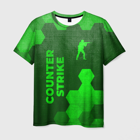 Мужская футболка 3D с принтом Counter Strike   green gradient вертикально в городе Новоалтайск, 100% полиэфир | прямой крой, круглый вырез горловины, длина до линии бедер | 