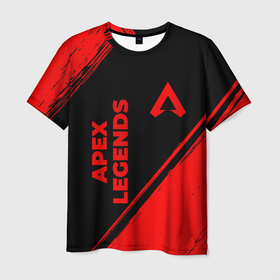 Мужская футболка 3D с принтом Apex Legends   red gradient вертикально в городе Новоалтайск, 100% полиэфир | прямой крой, круглый вырез горловины, длина до линии бедер | Тематика изображения на принте: 