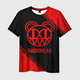 Мужская футболка 3D с принтом Radiohead   red gradient в городе Новоалтайск, 100% полиэфир | прямой крой, круглый вырез горловины, длина до линии бедер | 