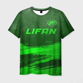 Мужская футболка 3D с принтом Lifan   green gradient посередине в Петрозаводске, 100% полиэфир | прямой крой, круглый вырез горловины, длина до линии бедер | 