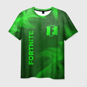 Мужская футболка 3D с принтом Fortnite   green gradient вертикально в городе Новоалтайск, 100% полиэфир | прямой крой, круглый вырез горловины, длина до линии бедер | Тематика изображения на принте: 