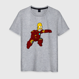 Мужская футболка хлопок с принтом Homer ironman в Ухте, 100% хлопок | прямой крой, круглый вырез горловины, длина до линии бедер, слегка спущенное плечо. | 