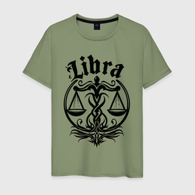Мужская футболка хлопок с принтом Libra орнамент в Ухте, 100% хлопок | прямой крой, круглый вырез горловины, длина до линии бедер, слегка спущенное плечо. | 