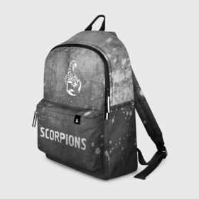 Рюкзак 3D с принтом Scorpions   grey gradient по центру в Петрозаводске, 100% полиэстер | лямки с регулируемой длиной, сверху петелька, чтобы рюкзак можно было повесить на вешалку. Основное отделение закрывается на молнию, как и внешний карман. Внутри два дополнительных кармана, один из которых закрывается на молнию. По бокам два дополнительных кармашка | 